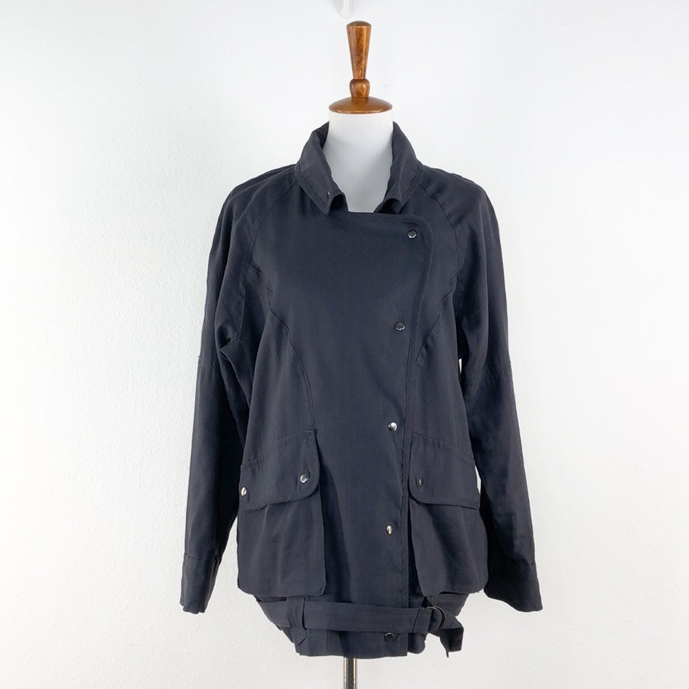 Nordstrom Collection Navy Linen Blend Jacket Coat